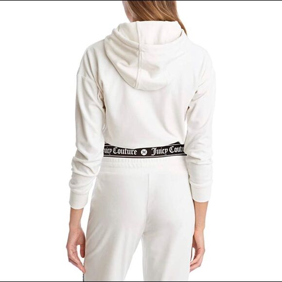 SET Tracksuit Juicy Couture Velour Hoodie & Velour Flare Leg Slit Pants 2-piece - Picture 3 of 4